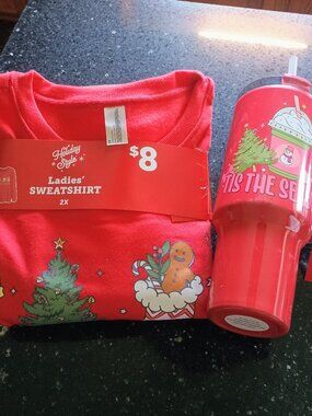 2x Tis the season sweatshirt and tumbler